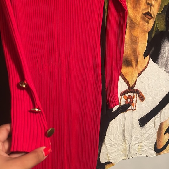 New red midi dress very stretchy women’s 1xl. Fashion to figure. - Picture 4 of 4